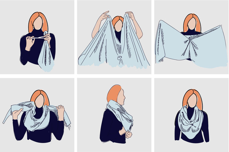 Как завязать шарф и платок на шее