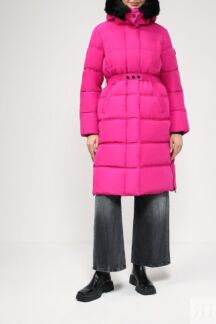 Утепленное пальто со съемным капюшоном и поясом Desigual