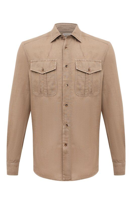 Рубашка изо льна и хлопка Brunello Cucinelli MD6980696P фото 1