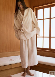 Костюм Kyoto изо льна: кимоно + кюлоты - L-XL (под отшив 14 дней) - Cream