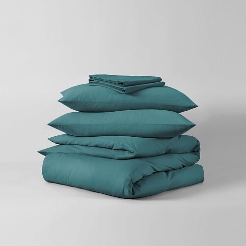 URBAN FAMILY Комплект постельного белья Темно-бирюзовый 2-спальный ЕВРО 50х