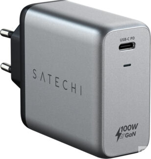 Сетевое зарядное устройство Satechi Compact Charger USB-C 100Вт, GaN, серый
