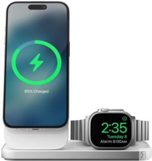 Беспроводное зарядное устройство Nomad Stand One Max 3-in-1 MagSafe, 15Вт,