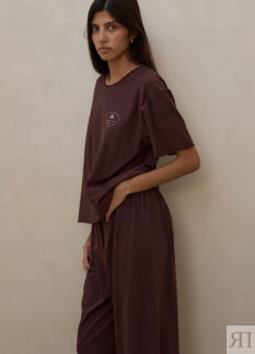 Расслабленный сет Base: футболка + шаровары - Onesize - Brown