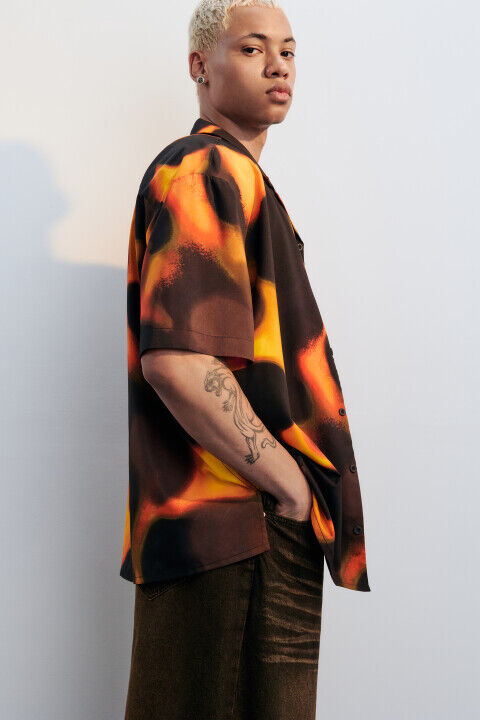 Рубашка oversize с огненным принтом befree 4680704802627 фото 1