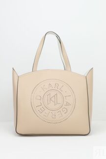 Сумка шоппер кожаная с перфорацией логотипа Circle Karl Lagerfeld