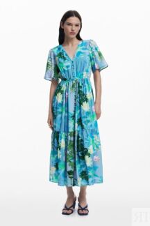 Платье с воланом и принтом Desigual