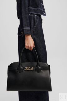 Сумка сэтчел кожаная Signature Karl Lagerfeld