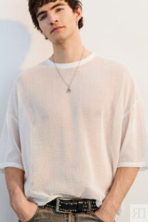 Футболка oversize хлопковая из сетки befree