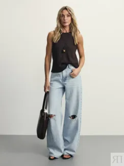 Джинсы wide leg с высокой посадкой Zarina