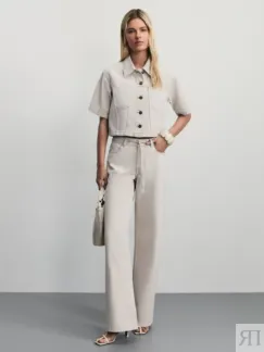 Джинсы wide leg с регулируемым поясом Zarina