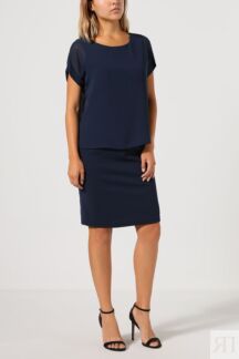Темно-синее платье с круглым вырезом Esprit Collection