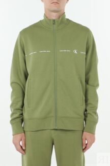 Толстовка хлопковая на молнии с логотипом Calvin Klein Jeans