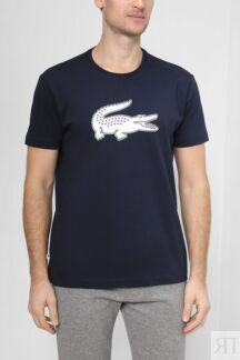 Однотонная футболка с логотипом бренда Lacoste