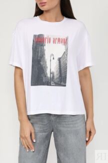 Футболка с принтом свободного кроя EMPORIO ARMANI