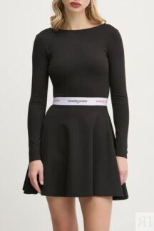 Платье с расклешенной юбкой и логотипом на поясе Tommy Jeans