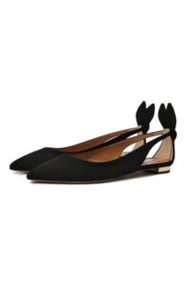 Замшевые балетки Bow Tie Aquazzura