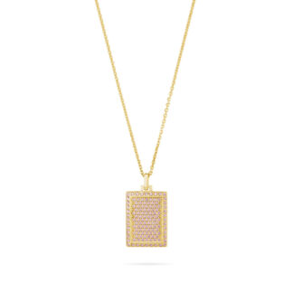 Колье Rectangle Medallion With Pink Zircons - Gold JEWLIA