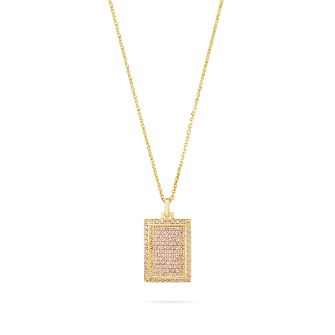 Колье Rectangle Medallion With Pink Zircons - Gold JEWLIA фото 1