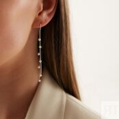 Серьги цепочки из серебра с натуральным жемчугом MIE фото 4