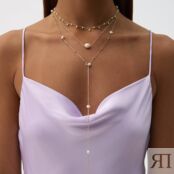 Позолоченное колье из серебра с натуральным жемчугом MIE фото 5