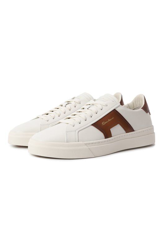 Кожаные кеды Double Buckle Santoni MBGG21779PNNGXAV фото 1