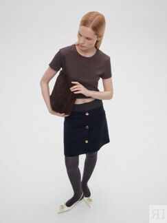Футболка женская короткая, цвет – коричневый