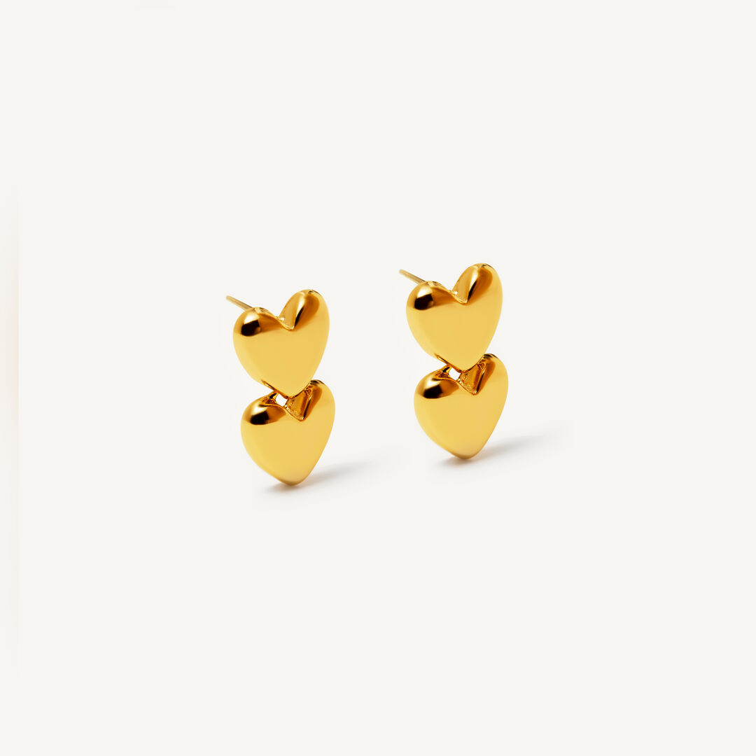 Серьги Double Heart Earrings - Gold MYSTIQUE MIRAGE фото 1