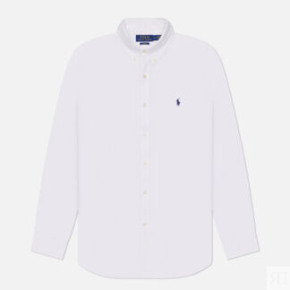 Мужская рубашка Polo Ralph Lauren Embroidered Logo Poplin Slim Fit, цвет бе