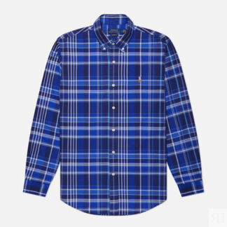 Мужская рубашка Polo Ralph Lauren Plaid Oxford Custom Fit, цвет синий, разм