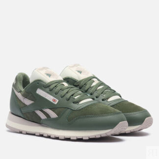 Мужские кроссовки Reebok Classic Leather, цвет оливковый, размер 44 EU