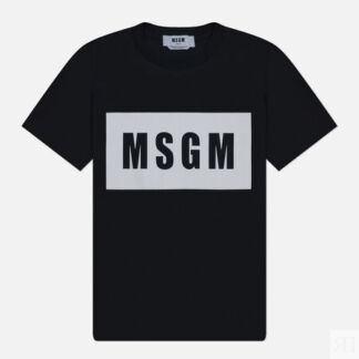 Женская футболка MSGM Box Logo, цвет чёрный, размер L