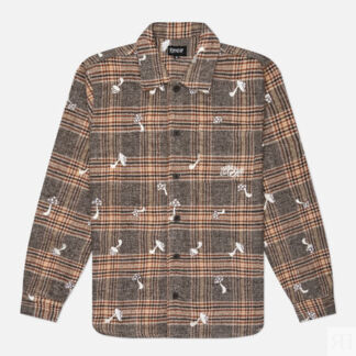 Мужская рубашка RIPNDIP Euphoria Button Up Plaid, цвет коричневый, размер M
