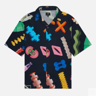 Мужская рубашка Edwin Modular All Over Print Crepe, цвет чёрный, размер S