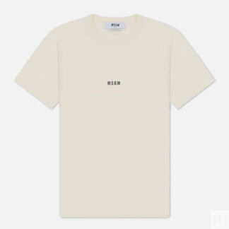 Женская футболка MSGM Micrologo Basic Crew Neck, цвет бежевый, размер L