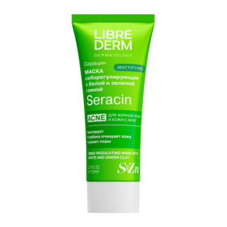 Себорегулирующая маска для лица с белой и зеленой глиной Librederm 75 мл