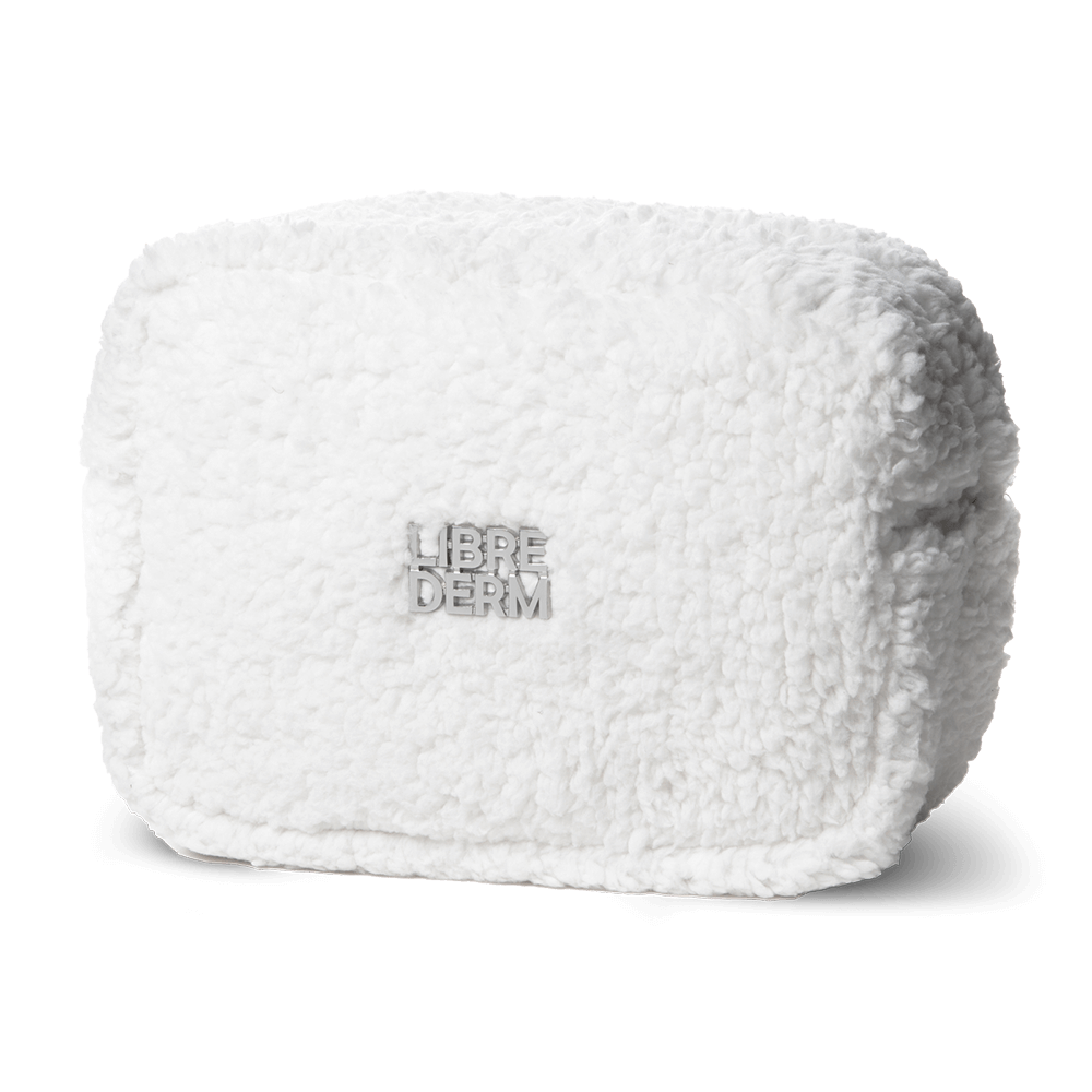 Librederm Косметичка белая плюшевая с серебряным логотипом