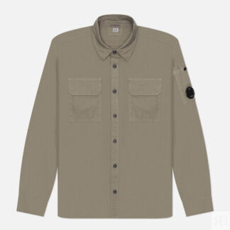 Мужская рубашка C.P. Company Organic Gabardine Lens Garment Dyed, цвет беже