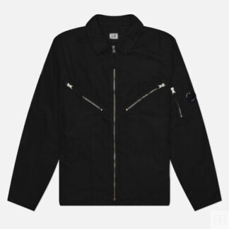 Мужская рубашка C.P. Company Cotton/Linen Full Zip Overshirt, цвет чёрный,