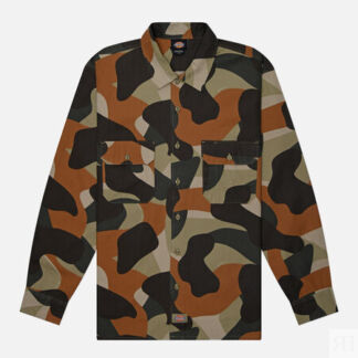 Мужская рубашка Dickies Camo Canvas Work, цвет зелёный, размер XL