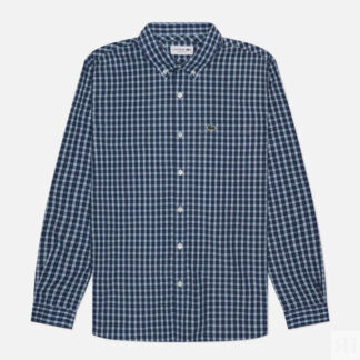 Мужская рубашка Lacoste Check Poplin Regular Fit, цвет синий, размер 43