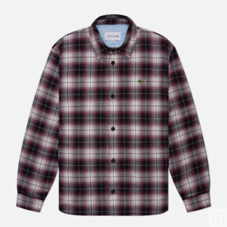 Мужская рубашка Lacoste Oversized Plaid Overshirt, цвет бордовый, размер 41
