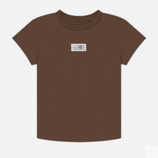 Женская футболка Maison Margiela MM6 Birka Logo Numbers, цвет коричневый, р