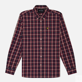 Мужская рубашка Lyle & Scott Washed Check Poplin, цвет бордовый, размер L