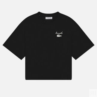Женская футболка Lacoste Cotton Logo, цвет чёрный, размер 40