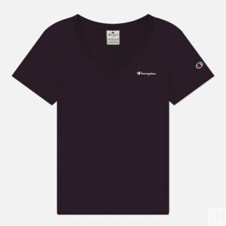 Женская футболка Champion Small Logo V-Neck, цвет фиолетовый, размер S
