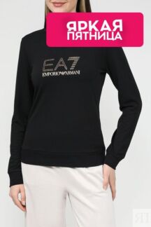 Свитшот хлопковый с логотипом Ea7