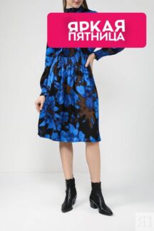 Платье с эластичным поясом и манжетами Esprit Casual