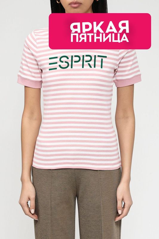 Хлопковая футболка в полоску Esprit Casual фото 1