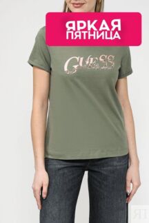 Хлопковая футболка с логотипом бренда Guess